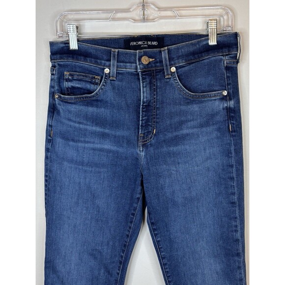 VERONICA BEARD Beverly Skinny Flare High Rise Jeans Bright Blue Wash Denim 29x31 - Picture 6 of 14